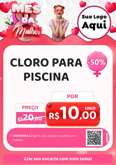 Modelo de Cartaz para Cartaz A4 Vertical com o tema Mês da Mulher para Produtos para Piscina