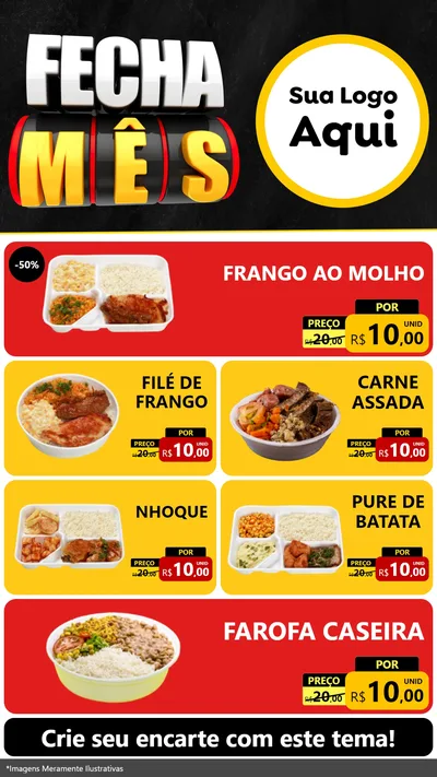 Modelo de TV para TV Vertical com o tema Fecha Mês para Restaurante