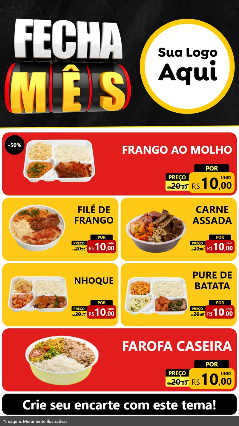 Modelo de TV para TV Vertical com o tema Fecha Mês para Restaurante