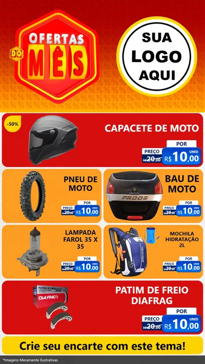 Modelo de TV para TV Vertical com o tema Ofertas do Mês para Moto peças