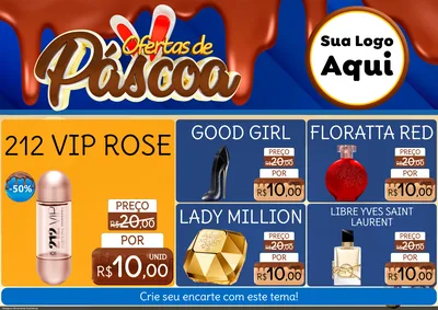 Modelo de Encarte para Encarte A4 Horizontal com o tema Ofertas de Páscoa para Perfumes