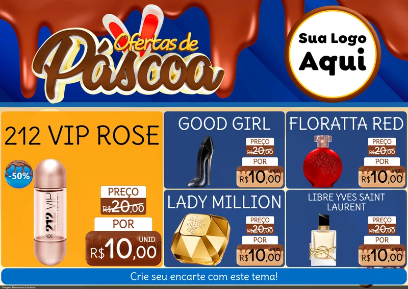 Modelo de Encarte para Encarte A4 Horizontal com o tema Ofertas de Páscoa para Perfumes
