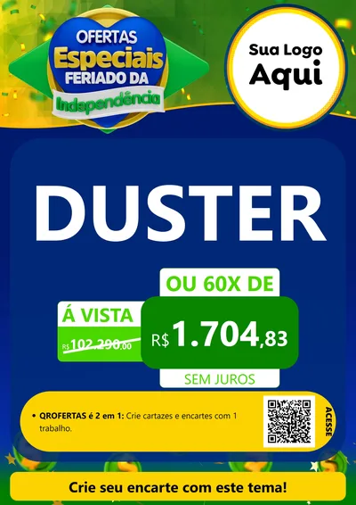 Modelo de Cartaz para Cartaz A4 Vertical com o tema Ofertas Especiais Feriado da Independência para Concessionaria de Carros