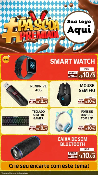 Modelo de TV para TV Vertical com o tema Páscoa Premiada para Informática