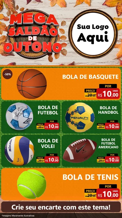 Modelo de TV para TV Vertical com o tema Mega Saldão de Outono para Artigos Esportivos