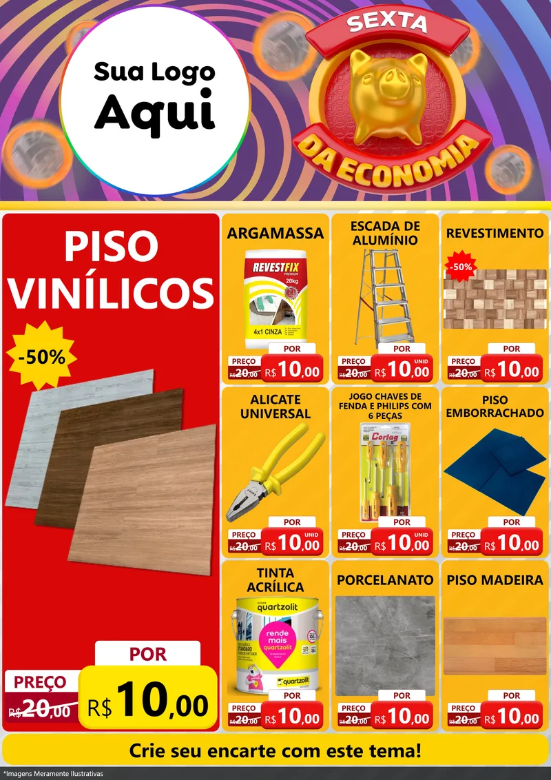 Modelo de Encarte para Encarte A4 Vertical com o tema Sexta da Economia para Material para Construção