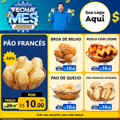 Modelo de Rede Social para Feed Facebook com o tema Operação Fecha Mês, Junho para Padaria