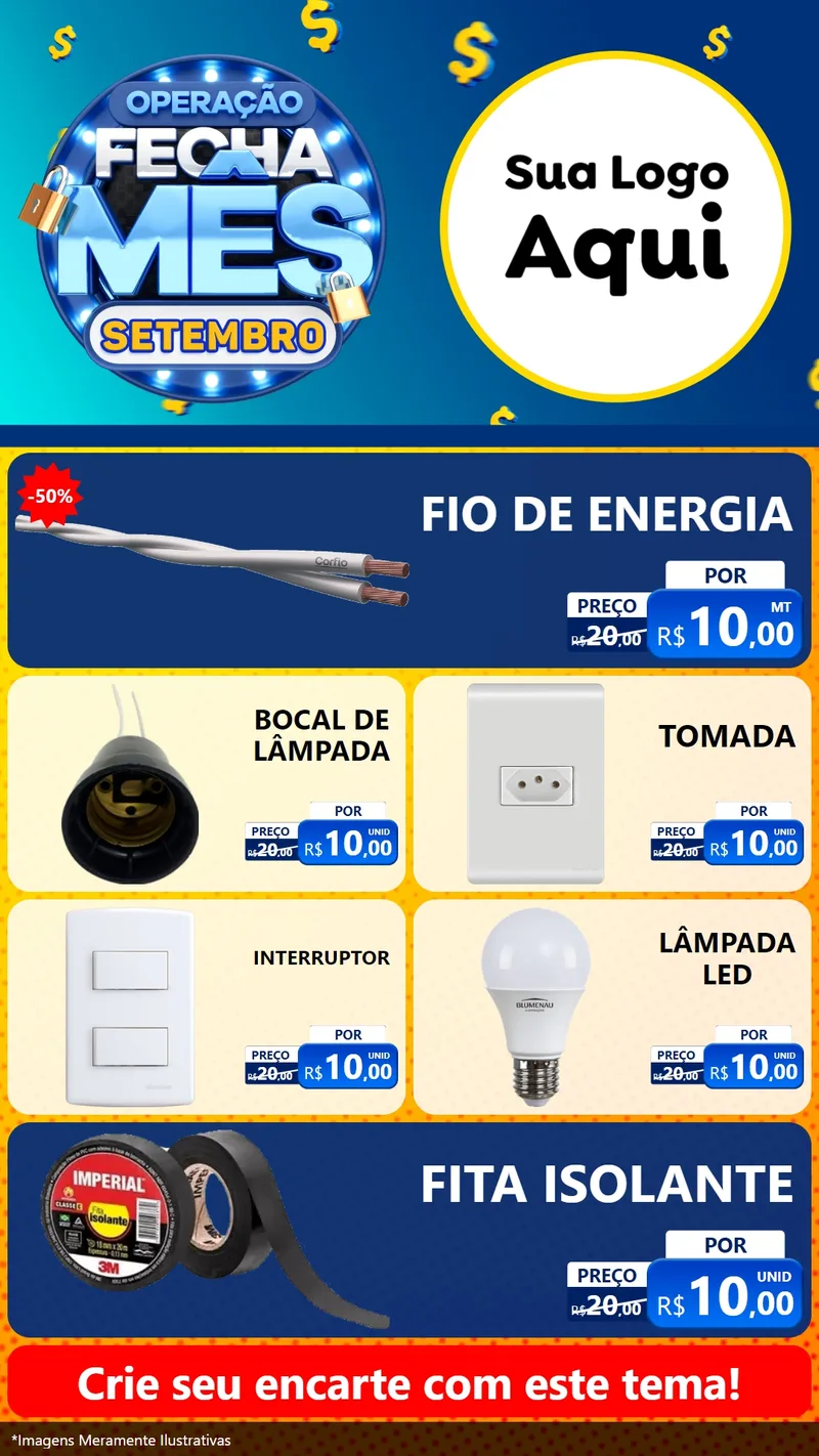 Modelo de TV para TV Vertical com o tema Operação Fecha Mês Setembro para Materiais Elétricos