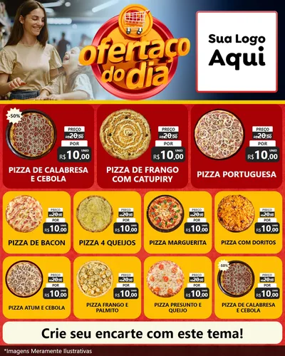 Modelo de Rede Social para Feed Instagram com o tema Ofertaço Do Dia para Pizzaria