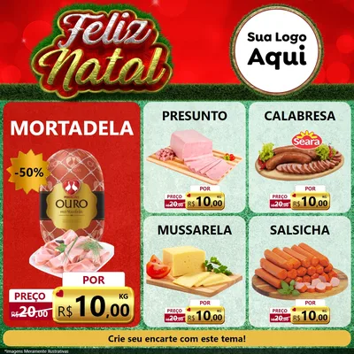 Modelo de Rede Social para Feed Facebook com o tema Feliz Natal para Frios e Laticínios