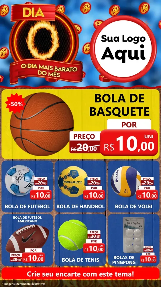Modelo de Rede Social para Stories com o tema Dia O - O Dia Mais Barato Do Mês para Artigos Esportivos
