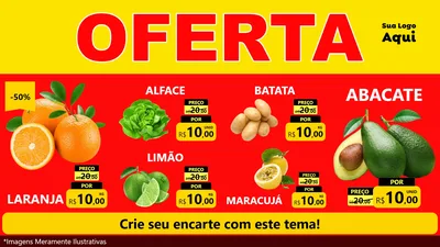 Modelo de TV para TV Horizontal com o tema OFERTA - Vermelho Cartaz para Hortifrúti
