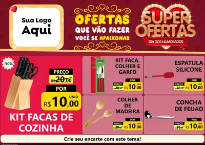 Modelo de Encarte para Encarte A4 Horizontal com o tema Dia dos Namorados para Utilidades Domésticas