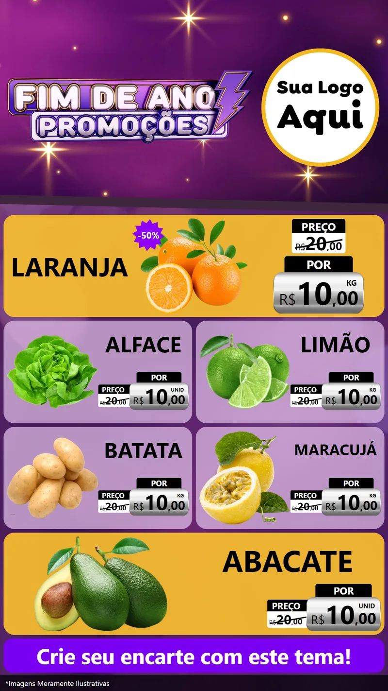 Modelo de TV para TV Vertical com o tema Fim de Ano Promoções para Hortifrúti