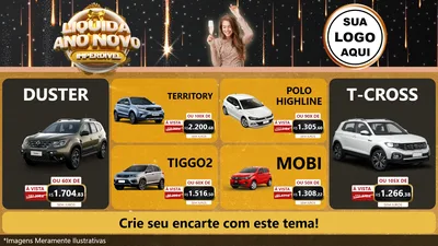 Modelo de TV para TV Horizontal com o tema Liquida Ano Novo Imperdível para Concessionaria de Carros