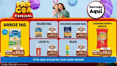 Modelo de TV para TV Horizontal com o tema Páscoa Especial para Supermercado