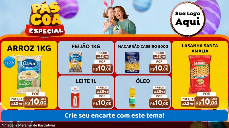 Modelo de TV para TV Horizontal com o tema Páscoa Especial para Supermercado