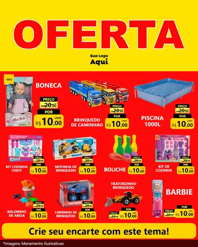 Modelo de Rede Social para Feed Instagram com o tema OFERTA - Vermelho Cartaz para Brinquedos