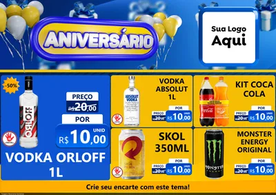 Modelo de Encarte para Encarte A4 Horizontal com o tema Aniversário para Distribuidora de bebidas