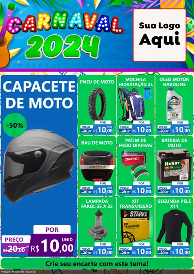 Modelo de Encarte para Encarte A4 Vertical com o tema Carnaval 2027 para Moto peças