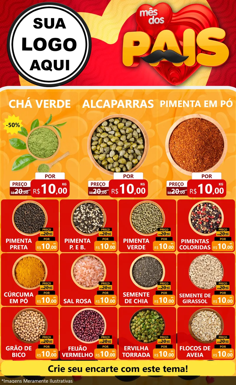 Modelo de Encarte para Encarte Grande com o tema Mês Dos Pais para Produtos Naturais