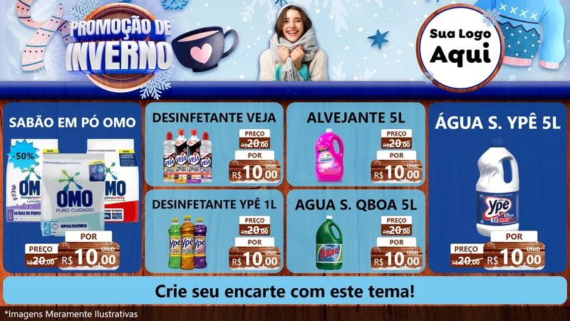 Modelo de TV para TV Horizontal com o tema Promoção de Inverno para Produtos de Limpeza