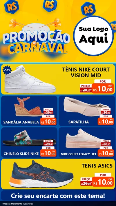Modelo de TV para TV Vertical com o tema Promoção de Carnaval para Calçados