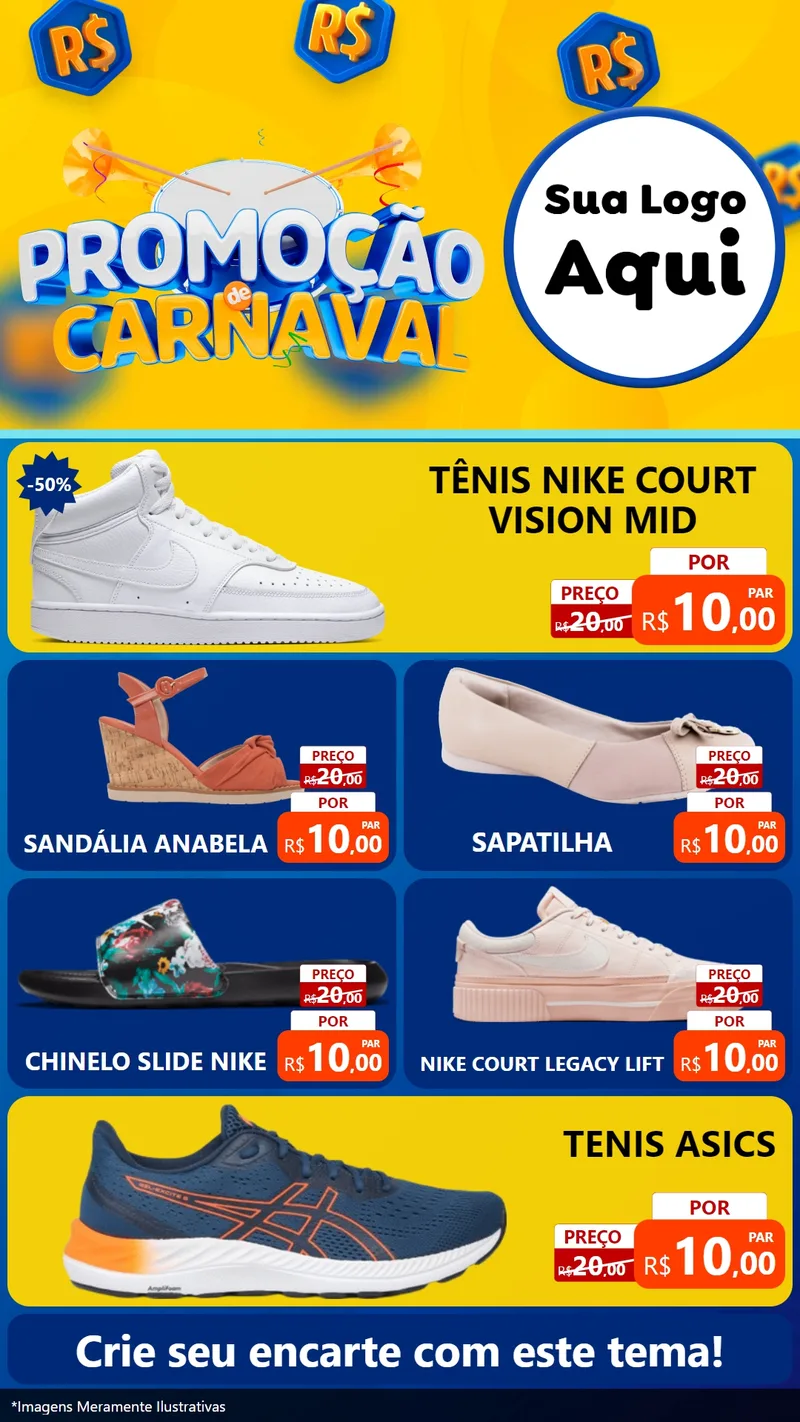 Modelo de TV para TV Vertical com o tema Promoção de Carnaval para Calçados