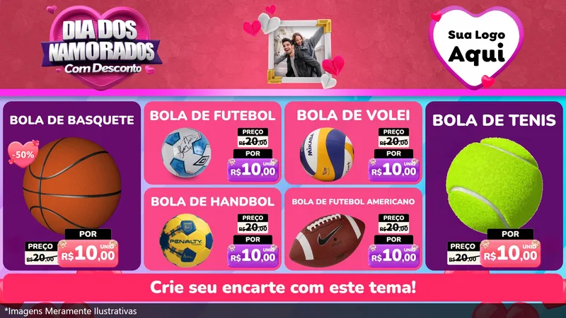 Modelo de TV para TV Horizontal com o tema Dia Dos Namorados Com Desconto para Artigos Esportivos