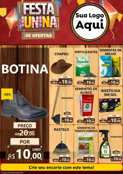 Modelo de Encarte para Encarte A4 Vertical com o tema Festa Junina de Ofertas para Agropecuária