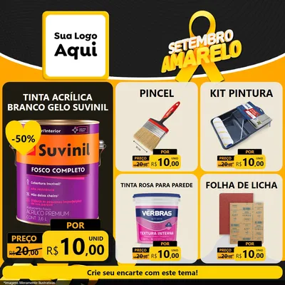 Modelo de Rede Social para Feed Facebook com o tema Setembro Amarelo para Tintas e Ferramentas