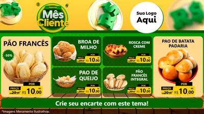 Modelo de TV para TV Horizontal com o tema Especial Mês do Cliente para Padaria
