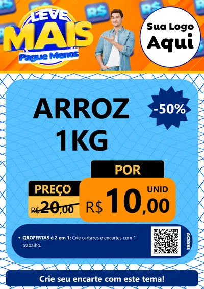 Modelo de Cartaz para Cartaz A4 Vertical com o tema Leve Mais, Pague Menos para Supermercado