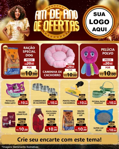 Modelo de Rede Social para Feed Instagram com o tema Fim de Ano de Ofertas para Pet Shop