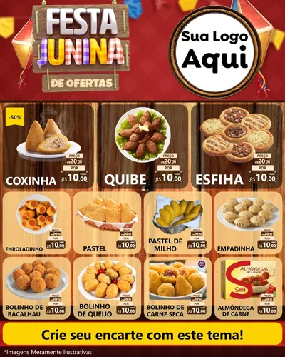 Modelo de Rede Social para Feed Instagram com o tema Festa Junina de Ofertas para Salgadaria