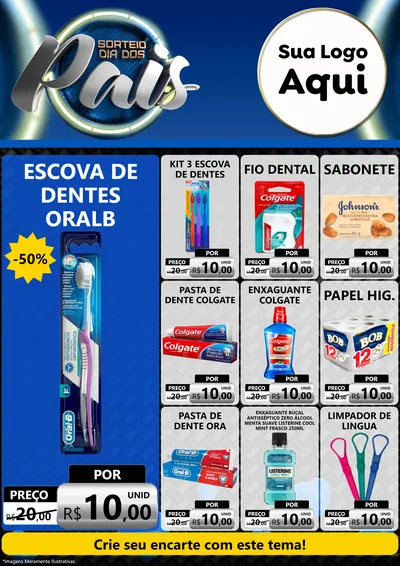 Modelo de Encarte para Encarte A4 Vertical com o tema Sorteio Dia Dos Pais para Higiene Pessoal