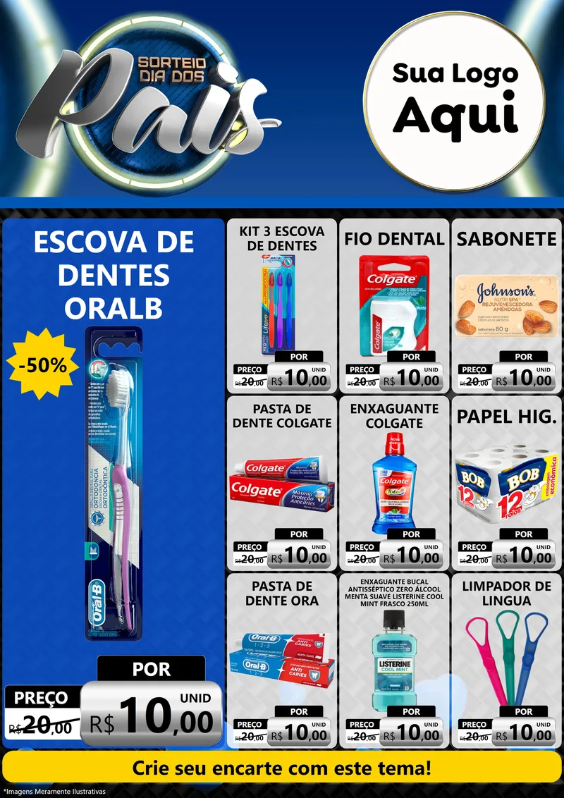 Modelo de Encarte para Encarte A4 Vertical com o tema Sorteio Dia Dos Pais para Higiene Pessoal