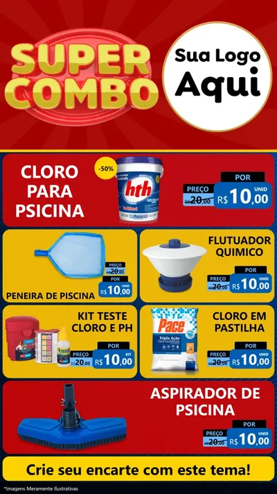 Modelo de TV para TV Vertical com o tema Super Combo para Produtos para Piscina