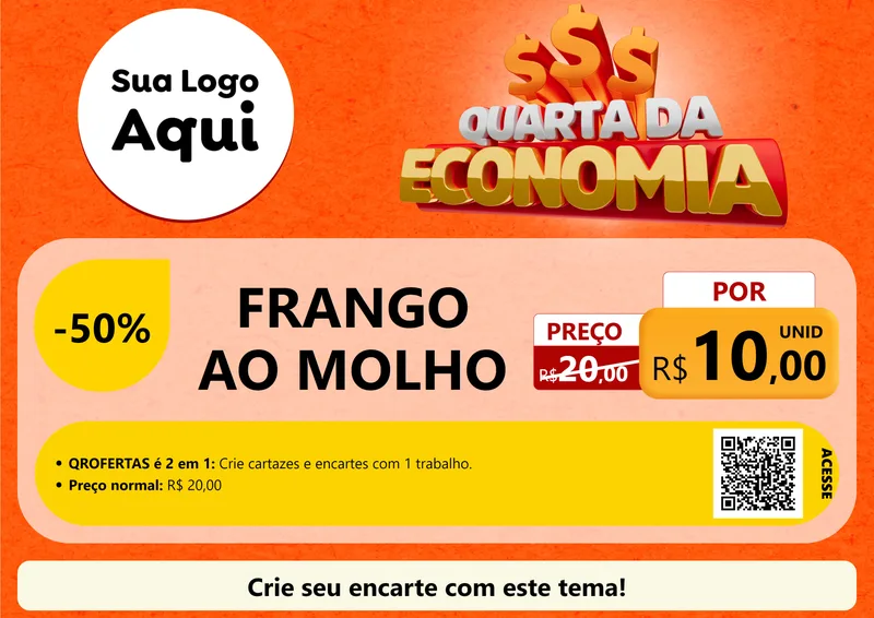 Modelo de Cartaz para Cartaz A4 Horizontal com o tema Quarta da Economia para Restaurante