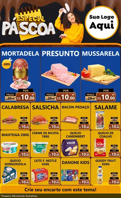Modelo de Encarte para Encarte Grande com o tema Especial Páscoa para Frios e Laticínios