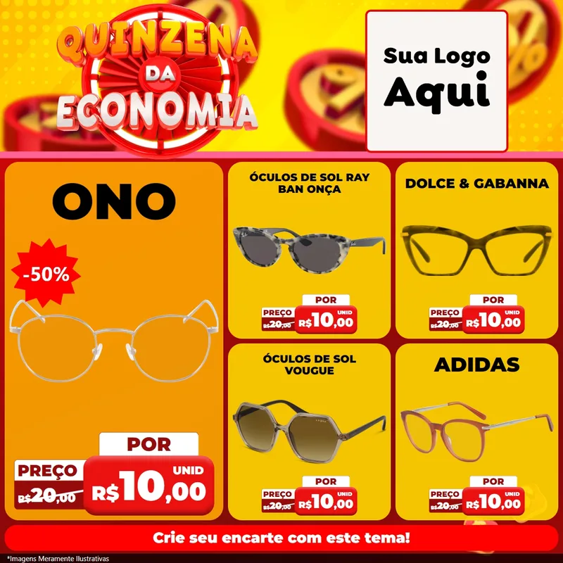 Modelo de Rede Social para Feed Facebook com o tema Quinzena Da Economia para Óticas