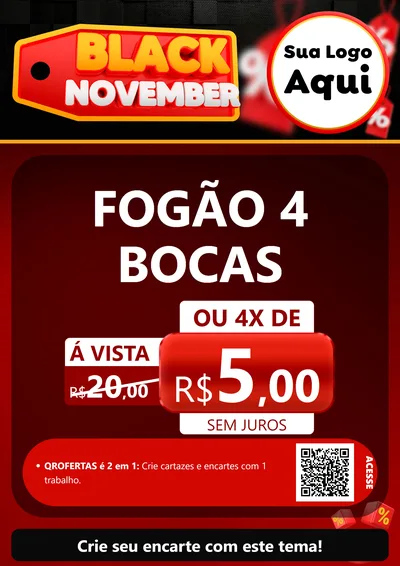 Modelo de Cartaz para Cartaz A4 Vertical com o tema Black November para Móveis e Eletro