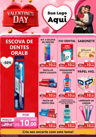 Modelo de Encarte para Encarte A4 Vertical com o tema Valentine's Day para Higiene Pessoal
