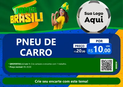 Modelo de Cartaz para Cartaz A4 Horizontal com o tema Vamos Brasil - Copa para Auto peças