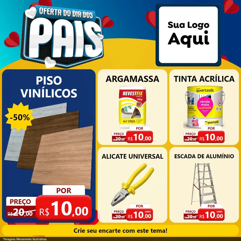 Modelo de Rede Social para Feed Facebook com o tema Oferta Do Dia Dos Pais para Material para Construção