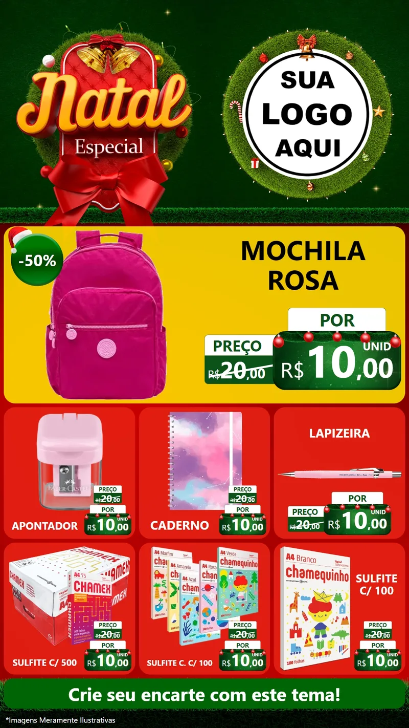 Modelo de Rede Social para Stories com o tema Natal Especial para Papelaria