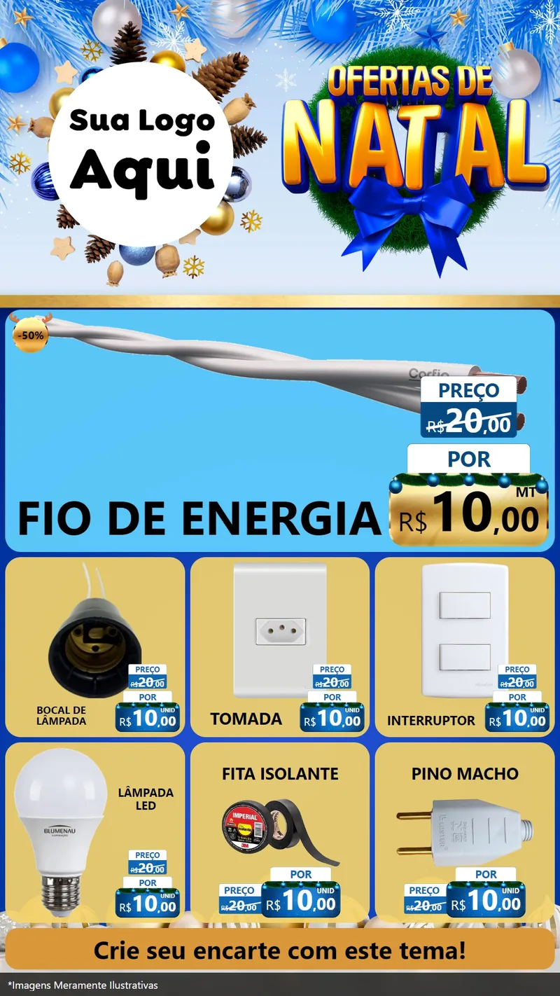 Modelo de Rede Social para Stories com o tema Ofertas de Natal para Materiais Elétricos