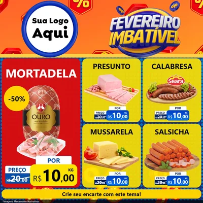 Modelo de Rede Social para Feed Facebook com o tema Fevereiro Imbatível para Frios e Laticínios