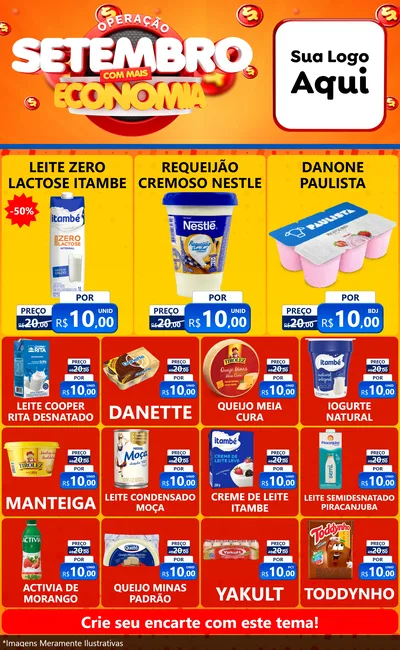 Modelo de Encarte para Encarte Grande com o tema Operação Setembro Com Muita Economia para Frios e Laticínios