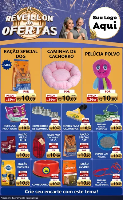 Modelo de Encarte para Encarte Grande com o tema Réveillon de Ofertas para Pet Shop